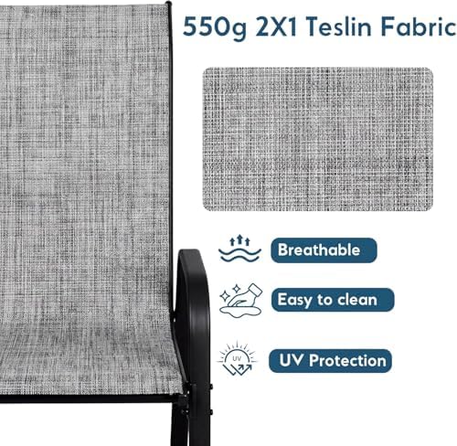 Arlopu 5 Pieces Outdoor Patio Dining Set, Glass Table and Textilene Chair