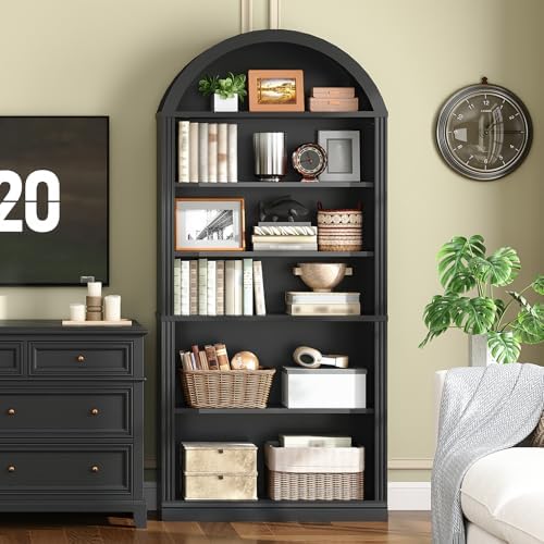 RALGEND Arched Bookshelf, 75.8" Tall Arch Bookcase with Storage, 6-Tier ...