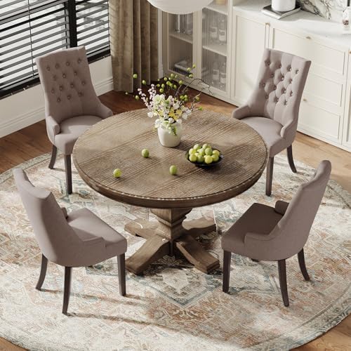 COLAMY Wingback Dining Chairs Set of 6, Taupe