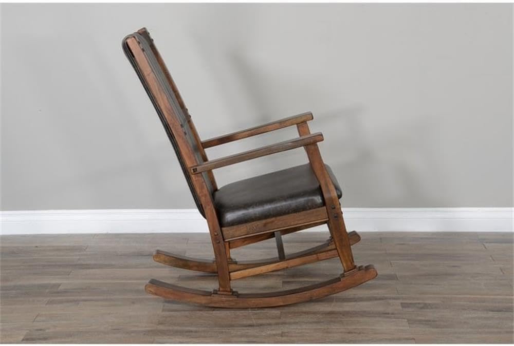 Pemberly Row Set of 2 Farmhouse Mahogany Wood Rocking Chair in Dark Brown