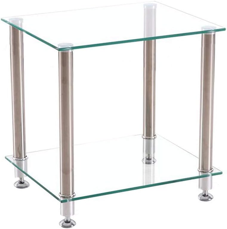 Telephone Table, Sofa Side Table,Square Tempered Glass Small Coffee Table,Tel...