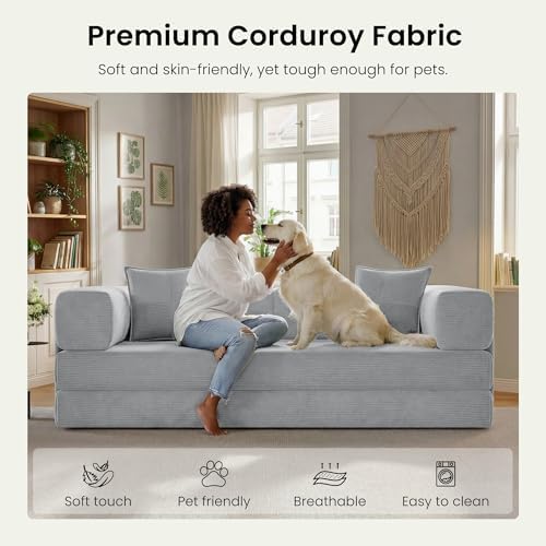 78.8" Convertible Futon Sofa Bed, Couch for Living Room | Corduroy Loves...