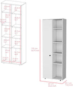 23.6" D*11.8" W*66.9" H Freestanding Storage Cabinet with 8 Shelves, Double Door, Rectangular Kitchen Pantry, Modern Minimalist, for Living Room, Dining Room, White