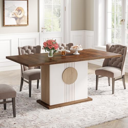 Tribesigns 55" Rectangular Dining Table for 4 to 6 People, Farmhouse Woo...