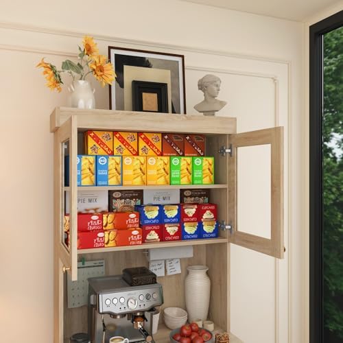 ivaniti 71" Tall Farmhouse Kitchen Pantry, Large Storage Cabinet with Gl...
