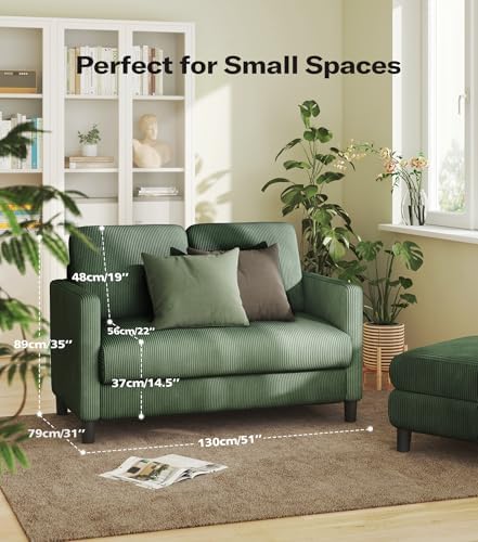 Welzona Loveseat, 51" Small Couch, Corduroy Love Seat, Small Loveseat So...