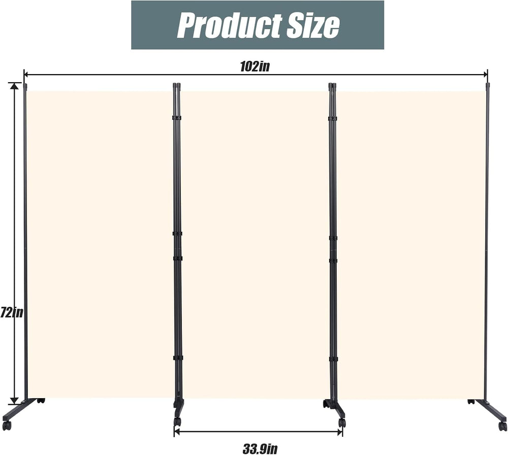 Room Divider 102'' Wide Folding Privacy Screen,3 Panel Wall Divider w...