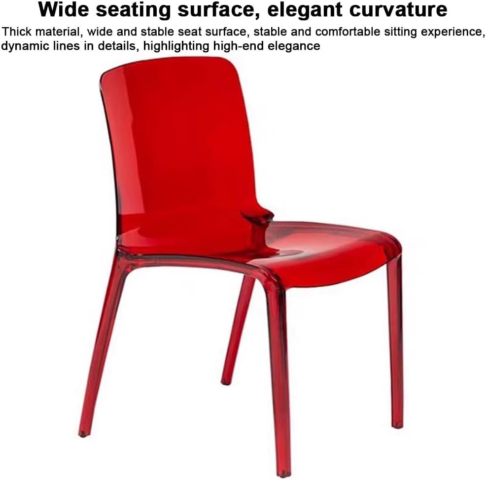 Etlegor Transparent Acrylic Dining Chair, Curved Backrest Kitchen Chairs Ladi...