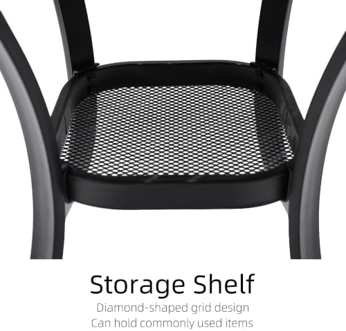 Anmutig Outdoor Bistro Set for 2, Stackable Chairs & Square Table, Black