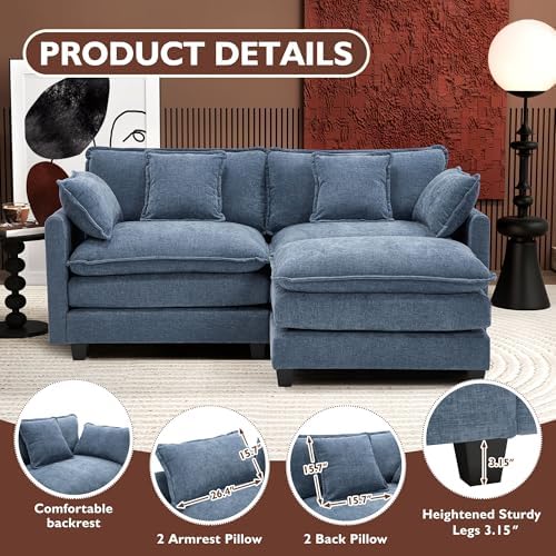 Ihanherry 77" L Shaped Modern Sofa Modular Sectional Cloud Couch with Ot...