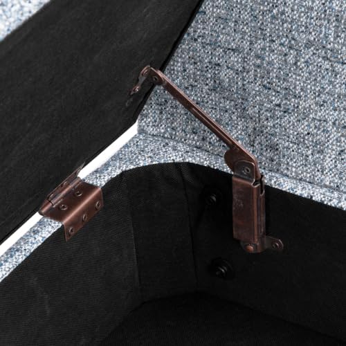 HomePop 60" Modern Storage Bench with Wood Legs - Blue Gray Woven Fabric