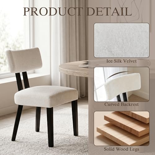 GOTMINSI Mid Century Modern Dining Chairs,Velvet Farmhouse Upholstered Kitche...