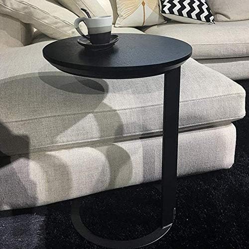 Telephone Table, Black Solid Wood Side Table,Living Room Sofa Side Table,Roun...