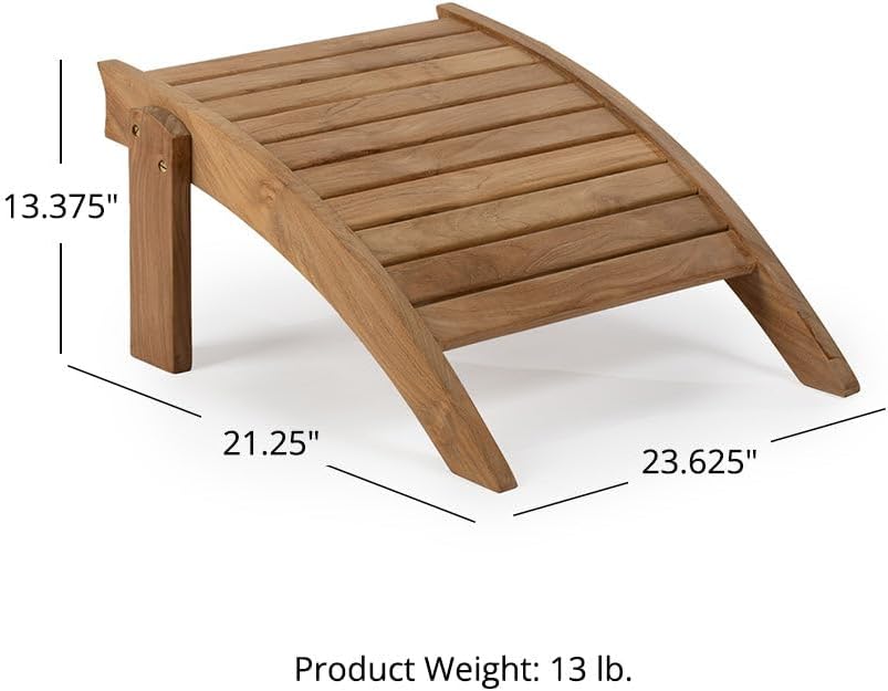 TITAN GREAT OUTDOORS Savannah Grade A Teak Adirondack Ottoman, Patio Lounge S...