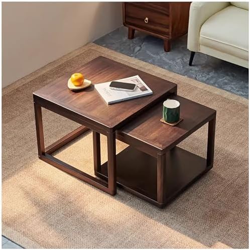 Nesting Tables Set, Solid Walnut Wood, Modern Square Stackable Coffee & S...