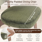 YOUNIKE Wooden Dining Chair, Chenille Fabric Upholstered Dining Room Chair Kitchen Side Chair, Farmhouse Dinner Chair with Solid Wood Legs for Kitchen Dining Vanity, Green (Single Pack)
