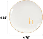 COLLECTIVE HOME - Ceramic Jewelry Tray, Decorative Trinket Dish for Rings Earrings Necklaces Bracelet Watch Keys, Birthday Mother's Day Christmas Gift for Women, 4.75", Glossy (h)