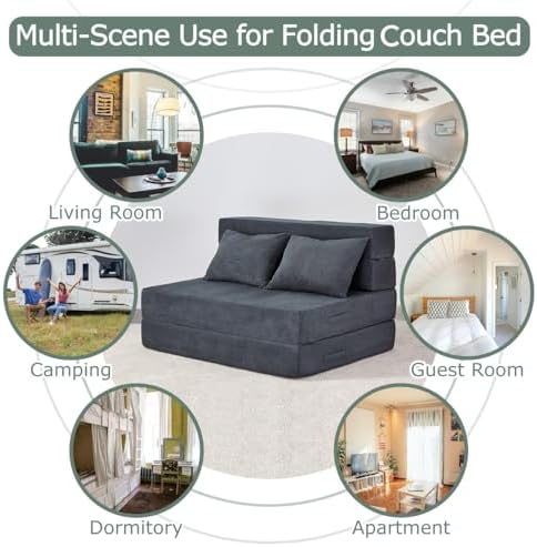 Folding Sofa Bed, Convertible Sleeper Chair Bed, Floor Sofa with Bag | Fold o...