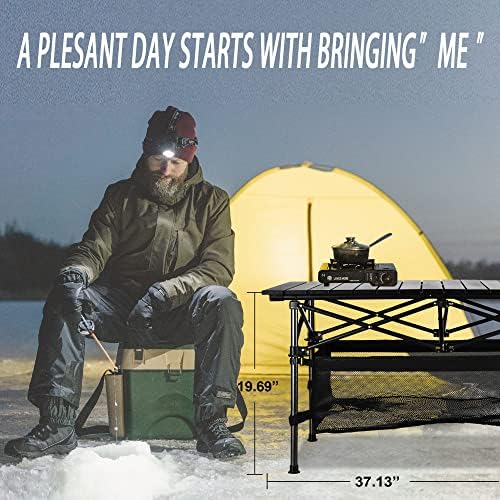 WUROMISE Lightweight Aluminum Folding Camping Table (37.13” x 21.57” x 19.69”...