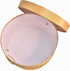 Sarah's Hat Boxes Classic Gold Hat Box – 12.75" x 6.5" (Dia. x Ht.) Handmade in USA – Odorless Non-Toxic Adhesive, Cording Handle – Premium Storage for Hats & Accessories