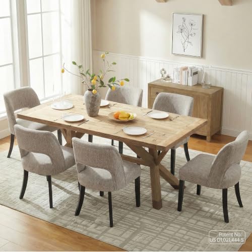 keoni Wooden Dining Chairs Set of 6, Mid Century Modern Upholstered Dining Ro...
