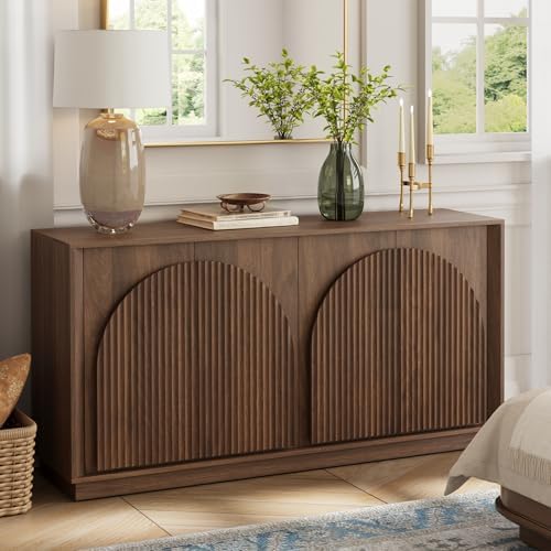 win2win 65" Sideboard Buffet Cabinet with Storage, Modular Credenza, Walnut