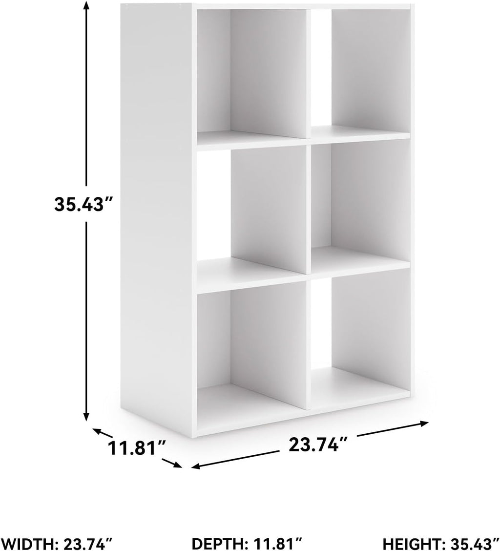 Signature Design by Ashley Onita Modern 3-Tier Floor Standing 6 Cube Organizer for Living Room, Wood, Works with 10.5 W x 10.5 D x 11 H Storage Bin (Sold Separately), White