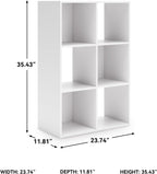 Signature Design by Ashley Onita Modern 3-Tier Floor Standing 6 Cube Organizer for Living Room, Wood, Works with 10.5 W x 10.5 D x 11 H Storage Bin (Sold Separately), White