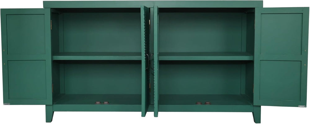 Farmhouse Accent Cabinet with 4 Doors, Mid Century Modern Pantry Cabinet, foe...