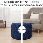 Round Ottoman Pouf, All-in-One Foam Filling Foot Rest 20x14In Navy | Stuffed Floor Pouf,Ottoman Foot Stool for Couch,Stuffed Pouf,Boho Floor Seating,Bean Bag Ottoman for Living Room Bedroom Dorm