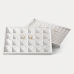 Velvet Necklace Display Tray, Stackable 24 Grid Insert Pendant Necklaces Storage Holder Plate, Jewelry Retail Countertop Organizer (White)