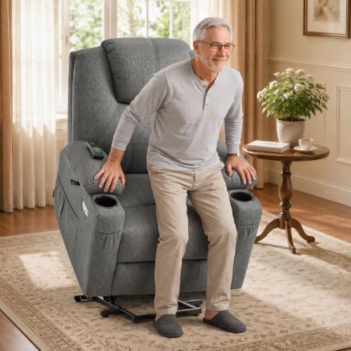 MCombo Power Lift Recliner Chair for Elderly 7040(Grey, Medium) | Heat and Ma...