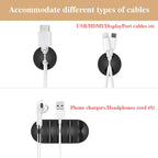 Shintop Cable Clips, 16 Pack Black Cord Organizer Adhesive Cord Management Wire Holder for Organizing Phones Chargers Desk Nightstand Car