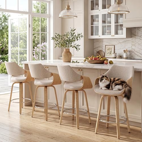 26'' Modern Barrel Swivel Counter Stools Counter Height Swivel Bar St...