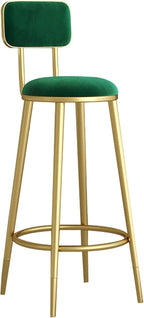 Work Vanity Chair, Metal Bar Stools, Upholstered Dining Accent Side Chairs, Heavy-Duty Round Stool, for Kitchen Dining Room Living Room(Green,60cm)