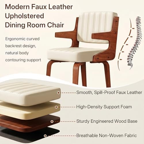 Dining Chairs Set of 4,Mid Century Modern Kitchen Chair with Hanging Arm | Se...