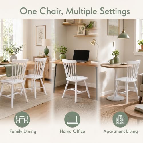 Windsor Dining Chairs Set of 2, Spindle Back Wooden Chairs