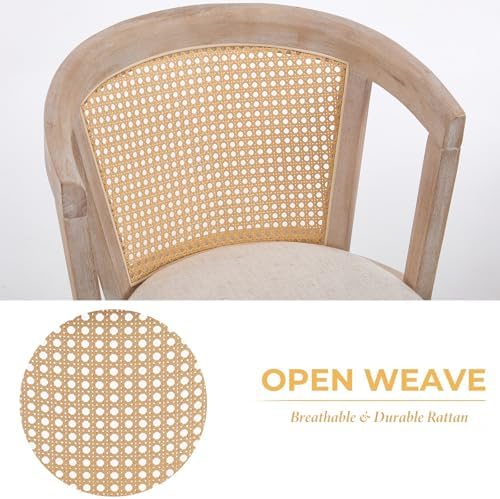 Kmax Modern Rattan Dining Chair Set of 6 Farmhouse Semi Barrel Dining Room Ch...