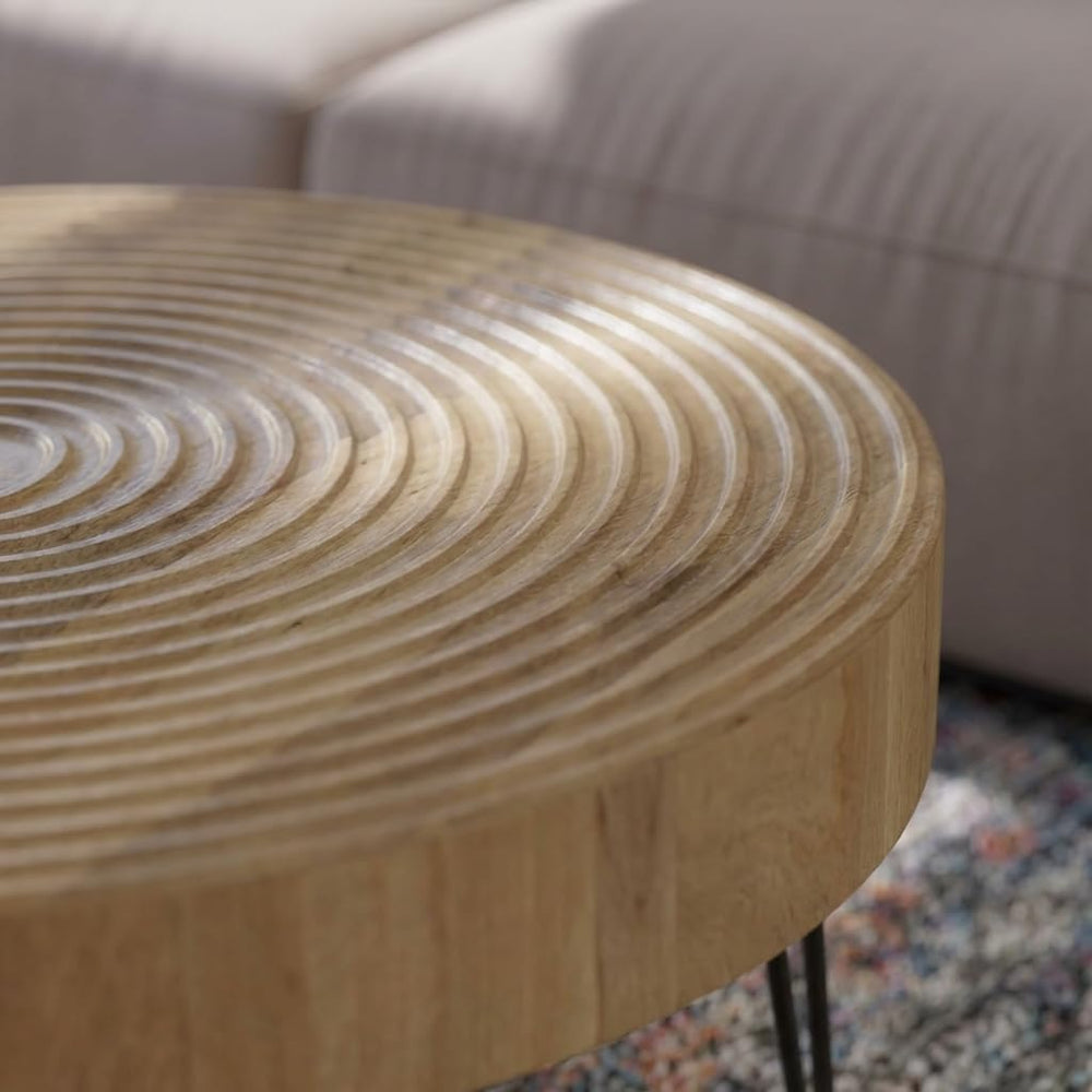 Relso Aspen Round Nesting Coffee Table Set of 2 – Solid Wood Nesting Tables w...