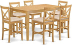 East West Furniture CAPU7H-OAK-C 7 Piece Kitchen Counter Height Dining Table Set Consist of a Rectangle Dining Room Table and 6 Linen Fabric Upholstered Chairs, 36x60 Inch, Oak