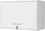 Yizosh Metal Wall Cabinet with Doors and Shelves, Floating Storage Unit for Garage or Basement (White, 21.6" H)