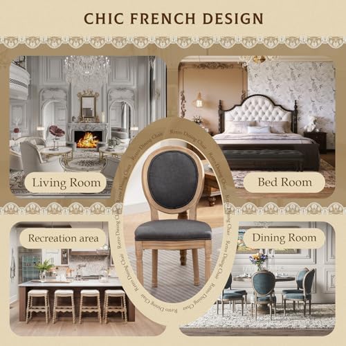 SoarFlash French Dining Chairs Set of 6, Vantage Dining Chair with Round Back...