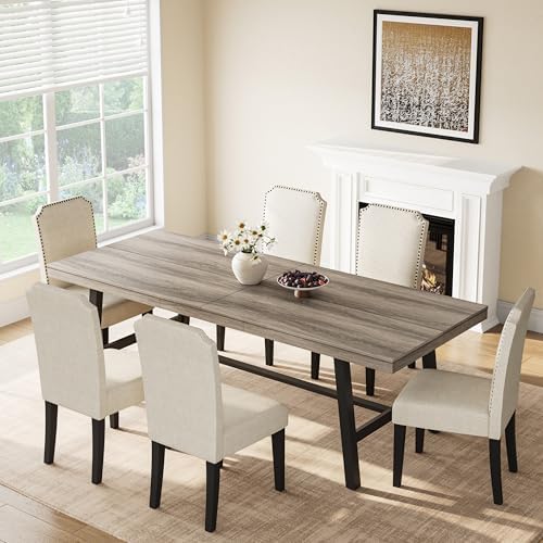 GarveeHome Industrial Dining Table for 8-10 People, 86.61" Long Kitchen ...