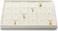 24 Grids Necklace Display Tray, Stackable Jewelry Organizer Trays, Microfiber Necklace Bracelet Pendant Holder Storage Display (Beige)
