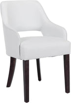 Farmhouse Dining Chairs Set of 6 PU Leather Upholstered Accent Side Chair Wood Kitchen Chairs for Living Room/Dining Room/Bedroom/Restaurant, Upgraded Size, White