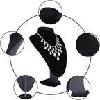 Wudygirl Black Velvet 3-Dimensional Necklace Bust Display Holder Jewelry Neck Pendant Chain Organizer Stand for Women(11.4 inch