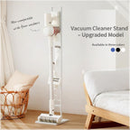 Vacuum Cleaner Stand Freestanding Holder with Accessory Storage for Vacuum Cleaners & Accessories - White Metal