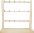 3 Layers of Wooden Display Eacks With Hooks for Necklaces. Rings, Earrings, Bracelets, And Other Jewelry Storage Display Rack