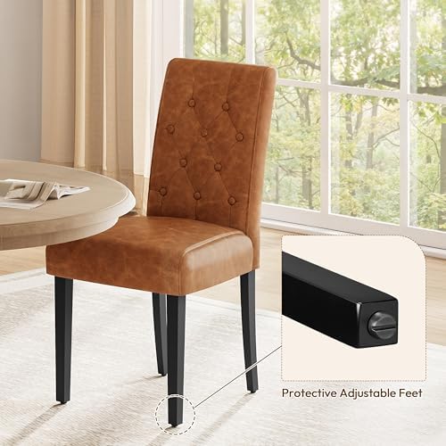 Yaheetech Dining Chairs Set of 6 Button Tufted Kitchen Chairs Retro Brown