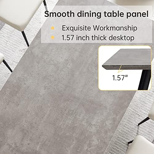 ZckyCine Modern Dining Table Set, 5-Piece, 46.5", 4 Upholstered Chairs
